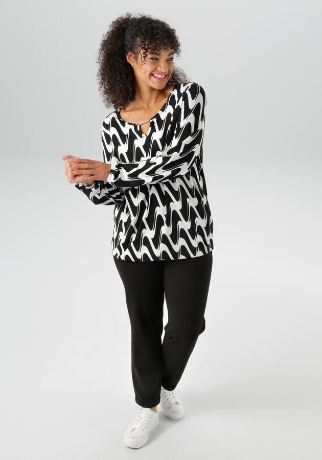 Aniston PLUS Shirt met lange mouwen met grafische allover print nieuwe collectie - Foto 7