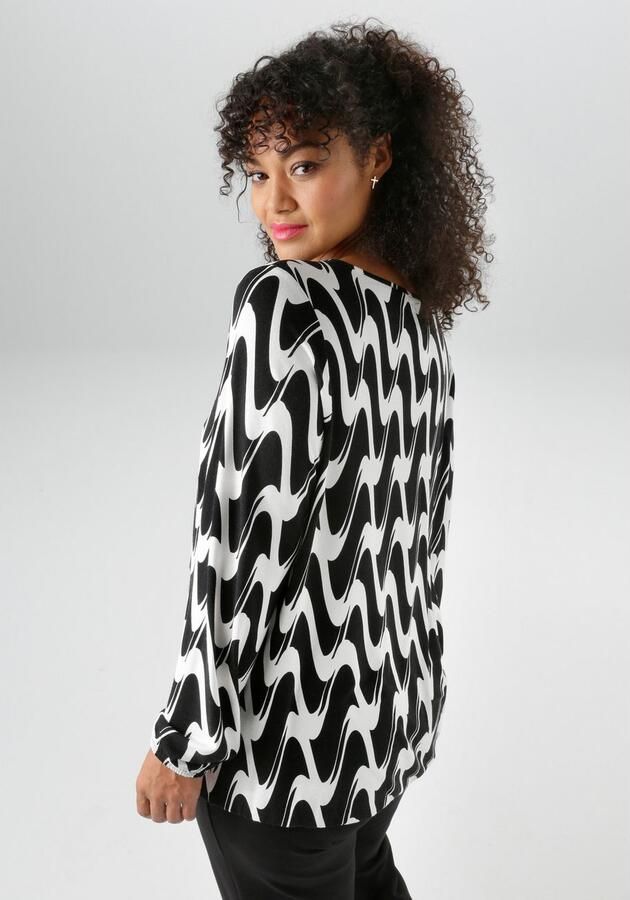 Aniston PLUS Shirt met lange mouwen met grafische allover print nieuwe collectie - Foto 4