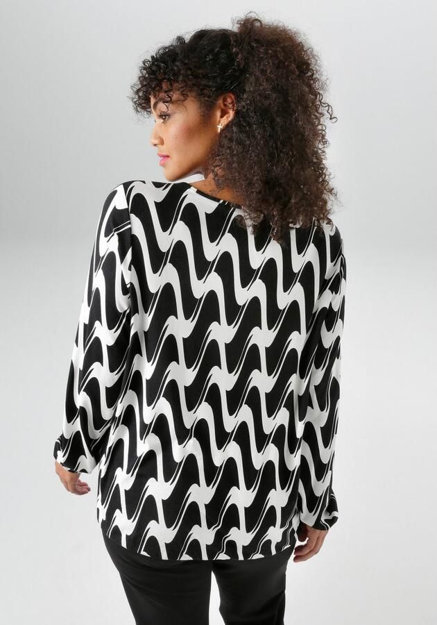 Aniston PLUS Shirt met lange mouwen met grafische allover print nieuwe collectie - Foto 5