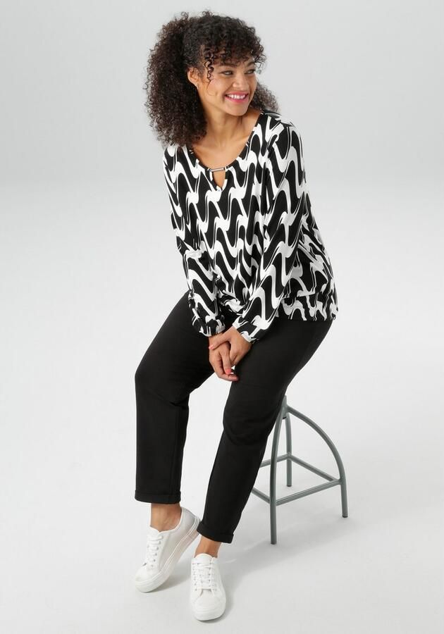 Aniston PLUS Shirt met lange mouwen met grafische allover print nieuwe collectie - Foto 6