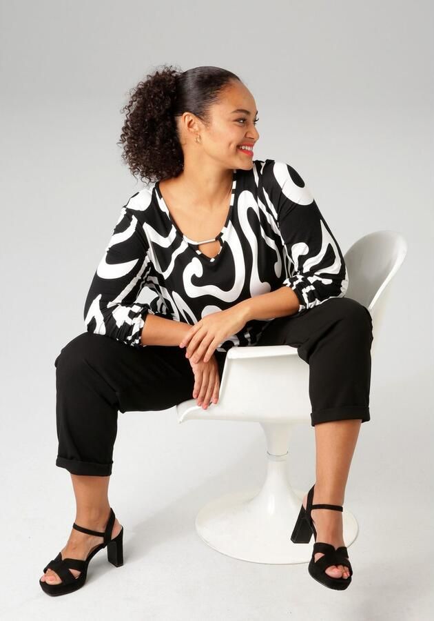 Aniston PLUS Shirt met lange mouwen met groot grafisch druk - Foto 5