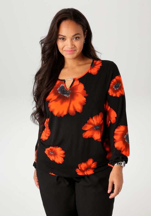 Aniston PLUS Shirt met lange mouwen met grootvlak klaprozen bedrukt - Foto 4