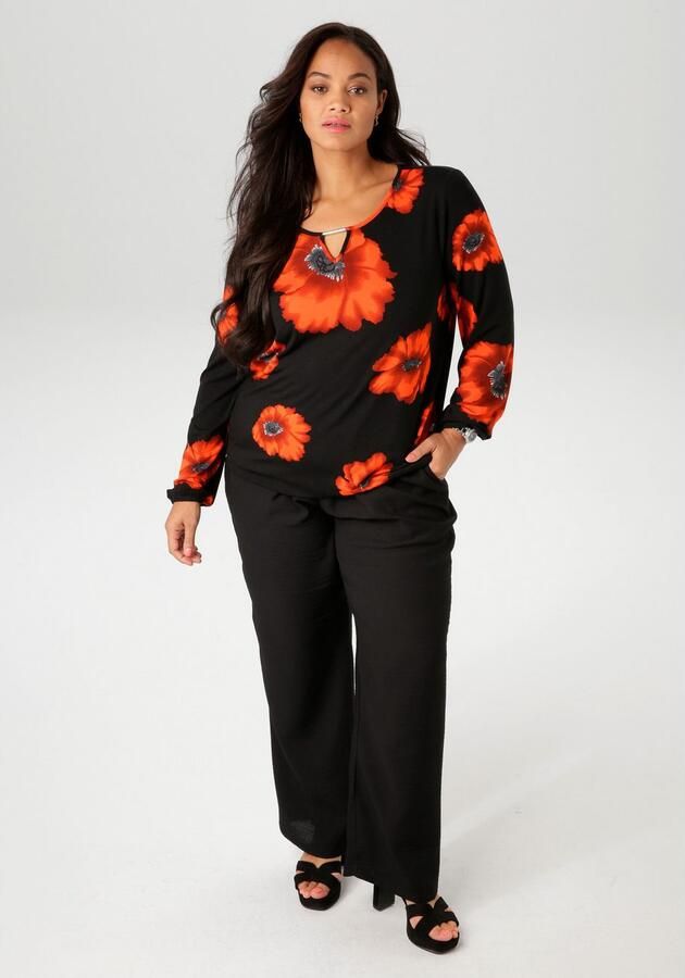 Aniston PLUS Shirt met lange mouwen met grootvlak klaprozen bedrukt - Foto 6