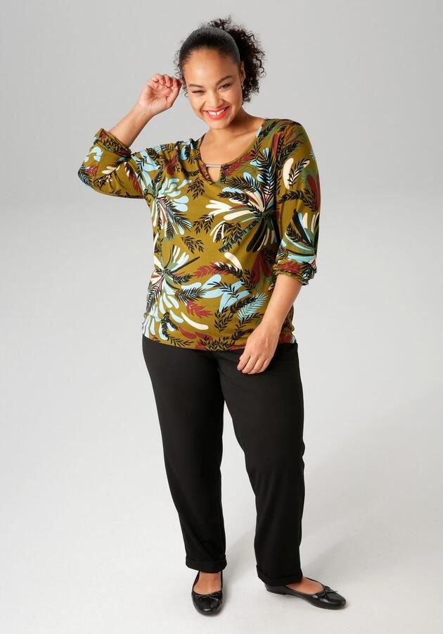 Aniston PLUS Shirt met lange mouwen met kleurharmonieuze grootvlak bladerenprint - Foto 6