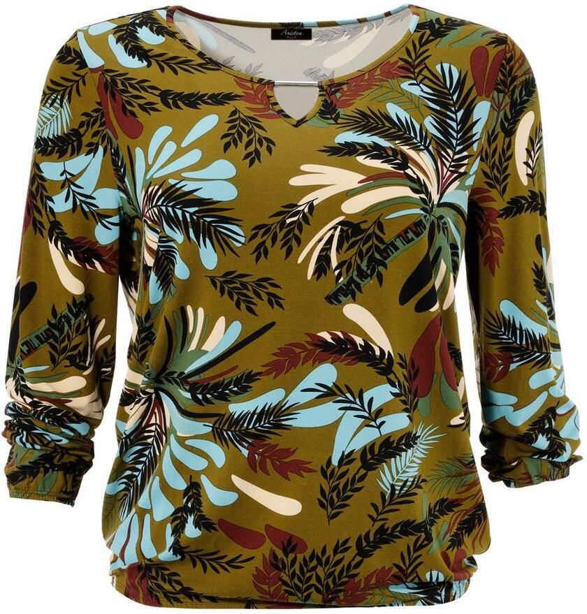 Aniston PLUS Shirt met lange mouwen met kleurharmonieuze grootvlak bladerenprint