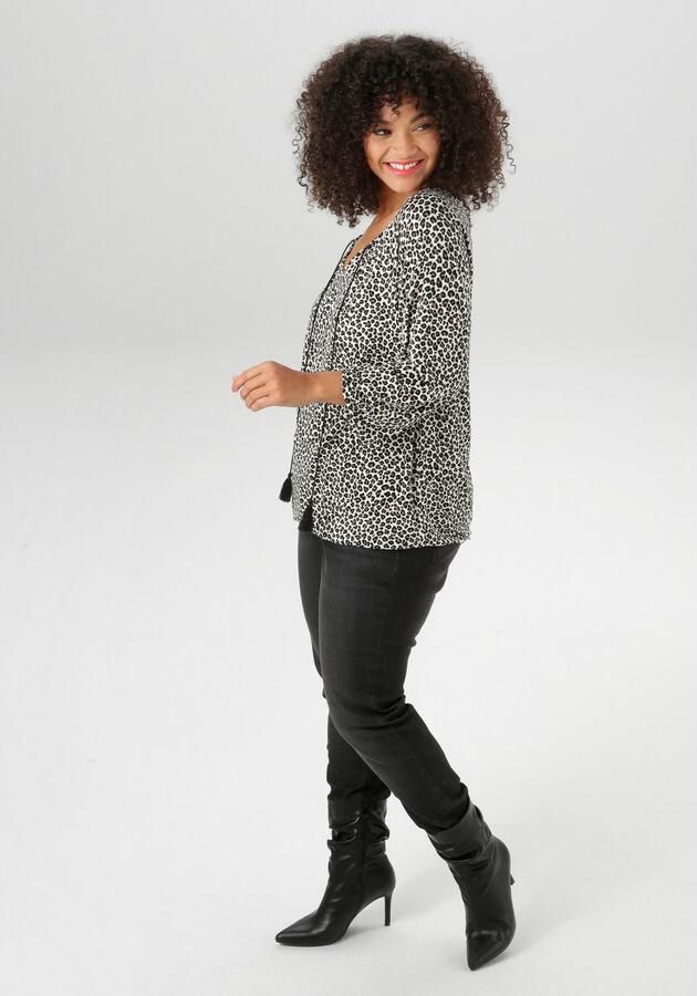 Aniston PLUS Shirt met lange mouwen met modieuze leolook nieuwe collectie - Foto 4