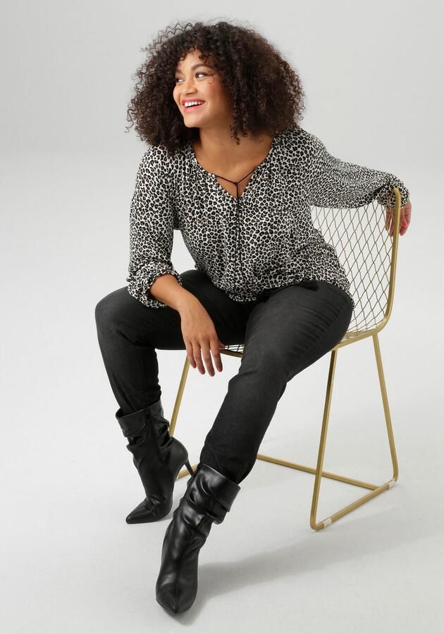 Aniston PLUS Shirt met lange mouwen met modieuze leolook nieuwe collectie - Foto 6