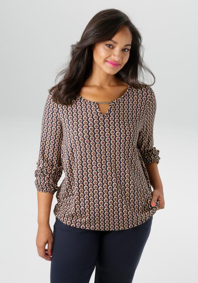 Aniston PLUS Shirt met lange mouwen met zilverkleurige sierstaafje nieuwe collectie - Foto 7