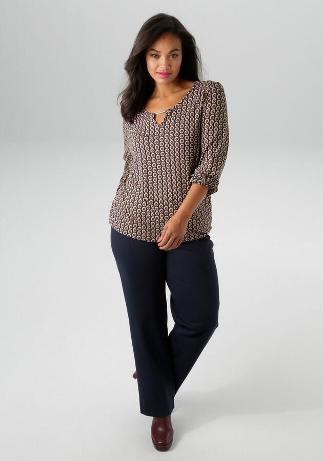 Aniston PLUS Shirt met lange mouwen met zilverkleurige sierstaafje nieuwe collectie - Foto 5