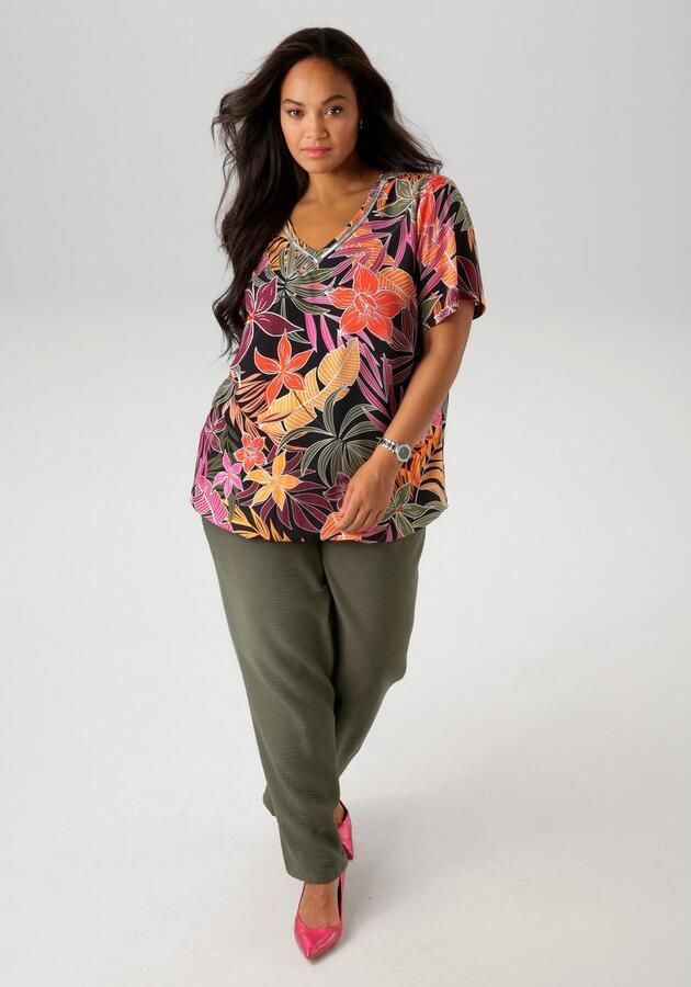 Aniston PLUS Shirtblouse met glinsterende sierbanden aan de v-halslijn - Foto 6