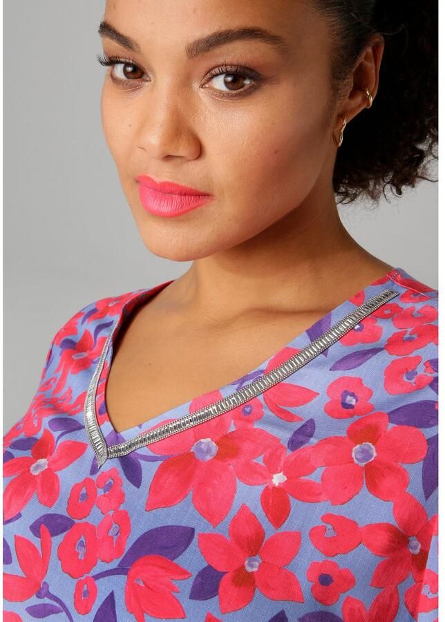 Aniston PLUS Shirtblouse met glinsterende sierbanden aan de v-halslijn - Foto 3