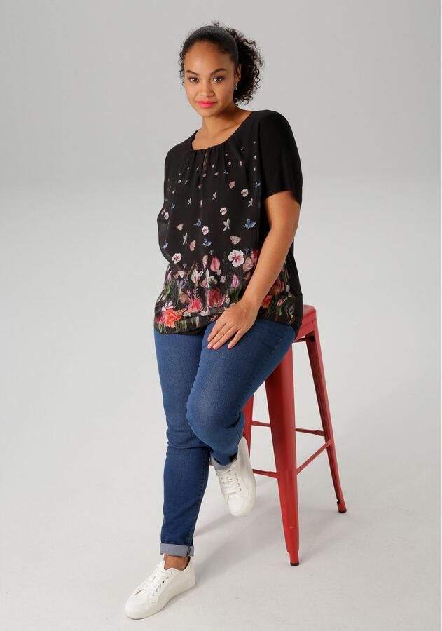 Aniston PLUS Shirtblouse met kleurrijke bloemenweide bedrukt - Foto 4