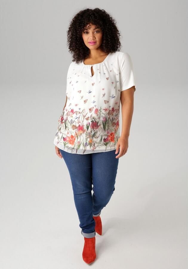 Aniston PLUS Shirtblouse met kleurrijke bloemenweide bedrukt - Foto 5