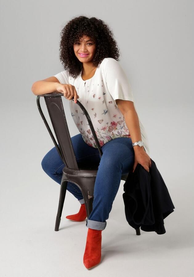 Aniston PLUS Shirtblouse met kleurrijke bloemenweide bedrukt - Foto 6