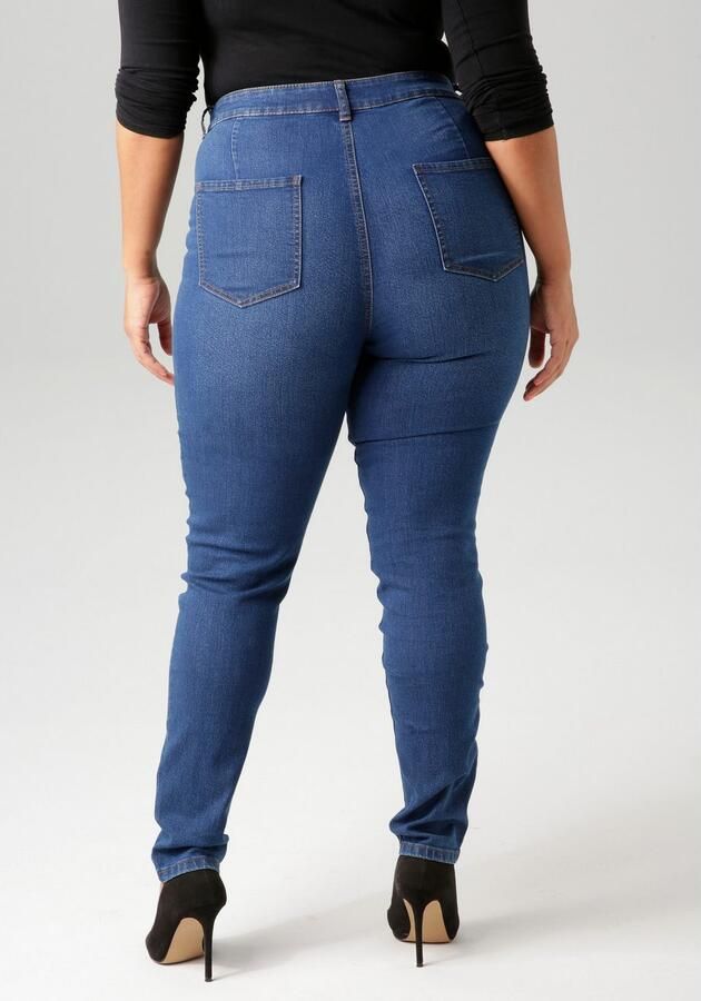 Aniston PLUS Skinny fit jeans regular taille in subtiele used-wassing nieuwe kollectie - Foto 4