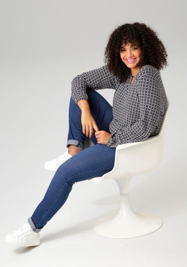 Aniston PLUS Skinny fit jeans regular taille in subtiele used-wassing nieuwe kollectie - Foto 5