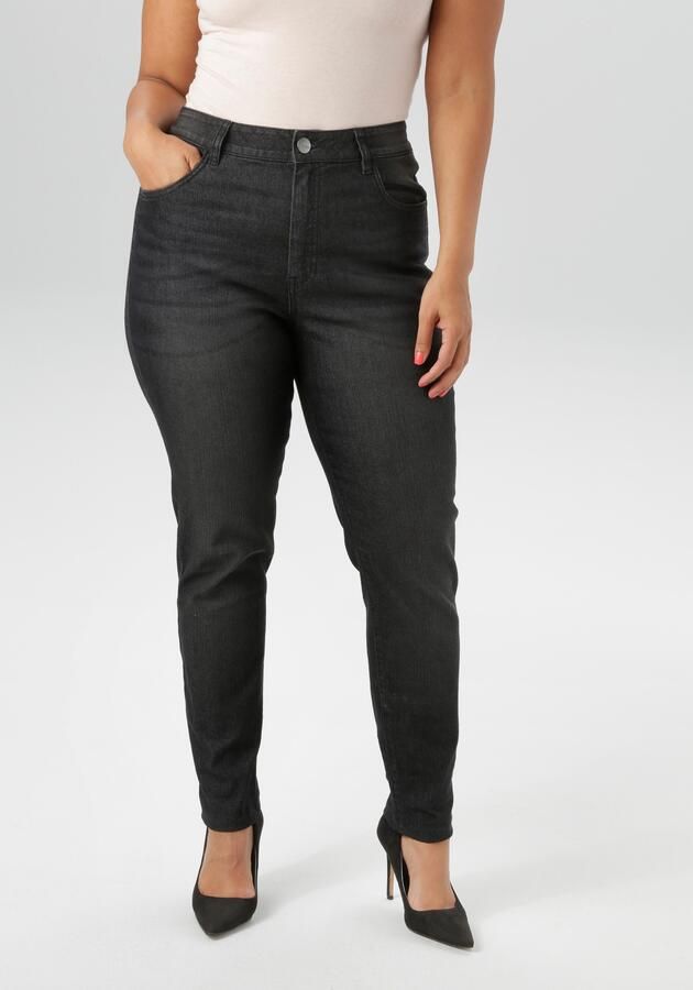 Aniston PLUS Skinny fit jeans regular taille in subtiele used-wassing nieuwe kollectie - Foto 14