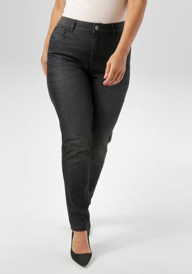 Aniston PLUS Skinny fit jeans regular taille in subtiele used-wassing nieuwe kollectie - Foto 3