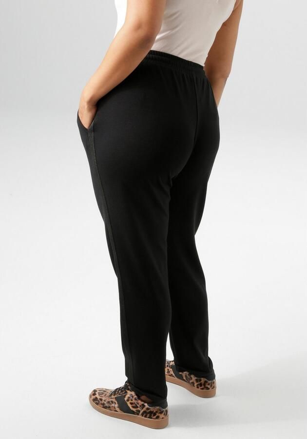 Aniston PLUS Sweatbroek met ton-sur-ton glitterstrepen nieuwe collectie - Foto 5