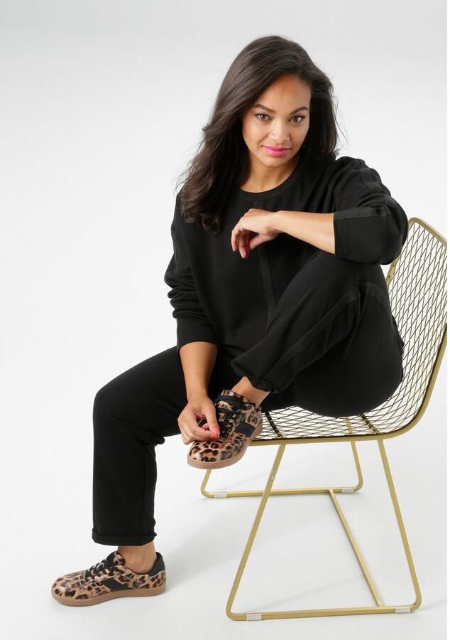 Aniston PLUS Sweatbroek met ton-sur-ton glitterstrepen nieuwe collectie - Foto 2