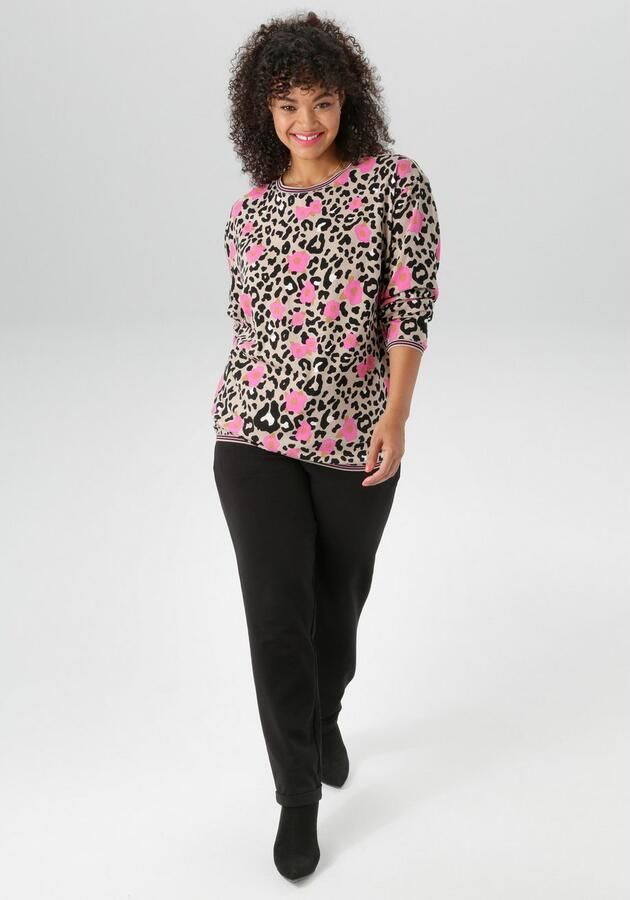 Aniston PLUS Sweatshirt met groot kleurrijk luipaardbloemmotief nieuwe collectie - Foto 5