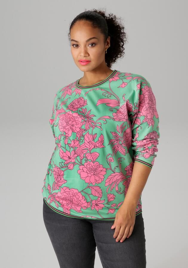 Aniston PLUS Sweatshirt met grootvlak grafische bloemen bedrukt - Foto 4