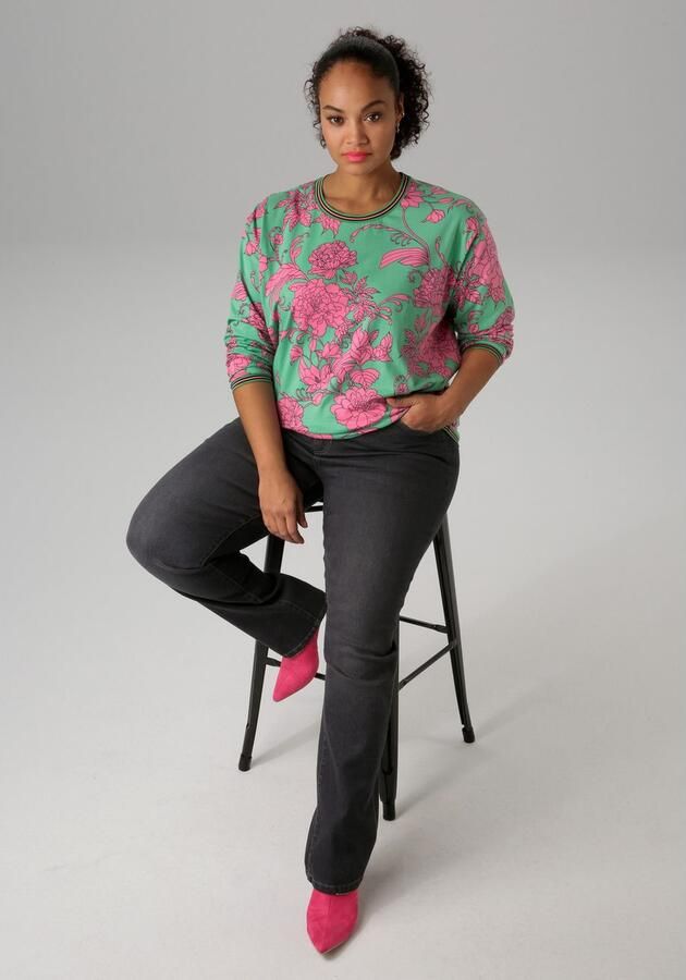 Aniston PLUS Sweatshirt met grootvlak grafische bloemen bedrukt - Foto 6