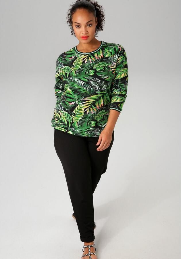 Aniston PLUS Sweatshirt met kleurrijke tropische bladeren bedrukt - Foto 4