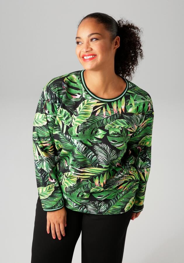 Aniston PLUS Sweatshirt met kleurrijke tropische bladeren bedrukt - Foto 5