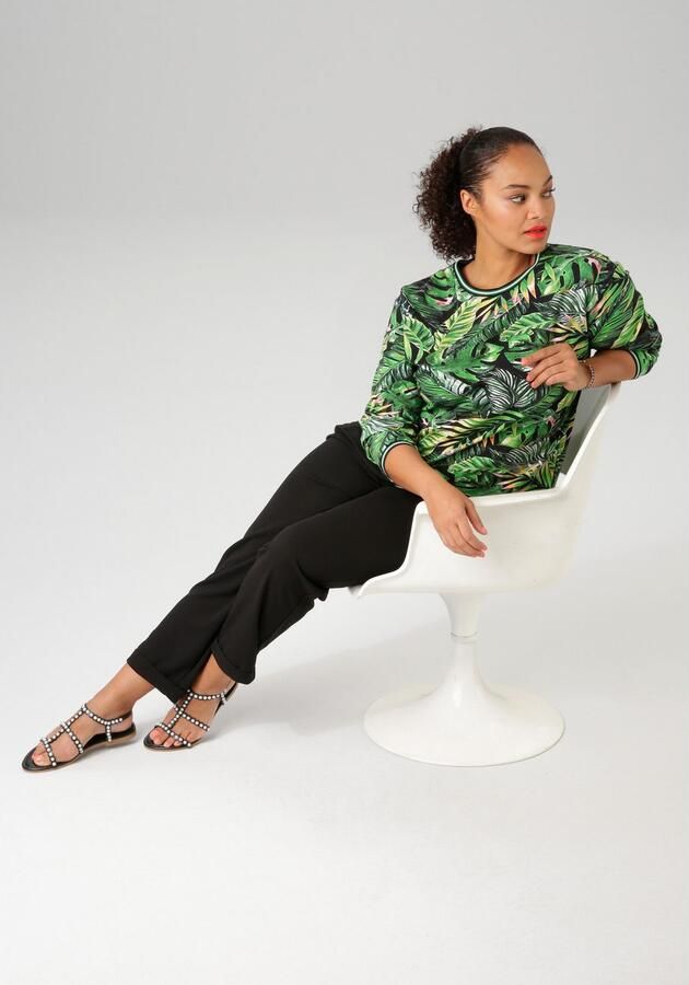 Aniston PLUS Sweatshirt met kleurrijke tropische bladeren bedrukt - Foto 6
