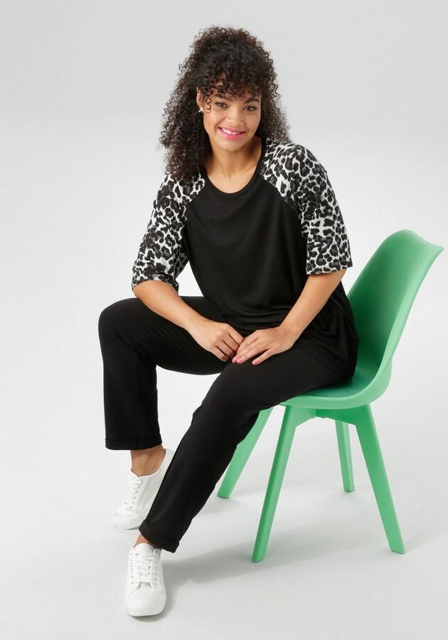 Aniston PLUS T-shirt met 3 4 lange raglanmouwen in luipaardprint nieuwe collectie - Foto 6