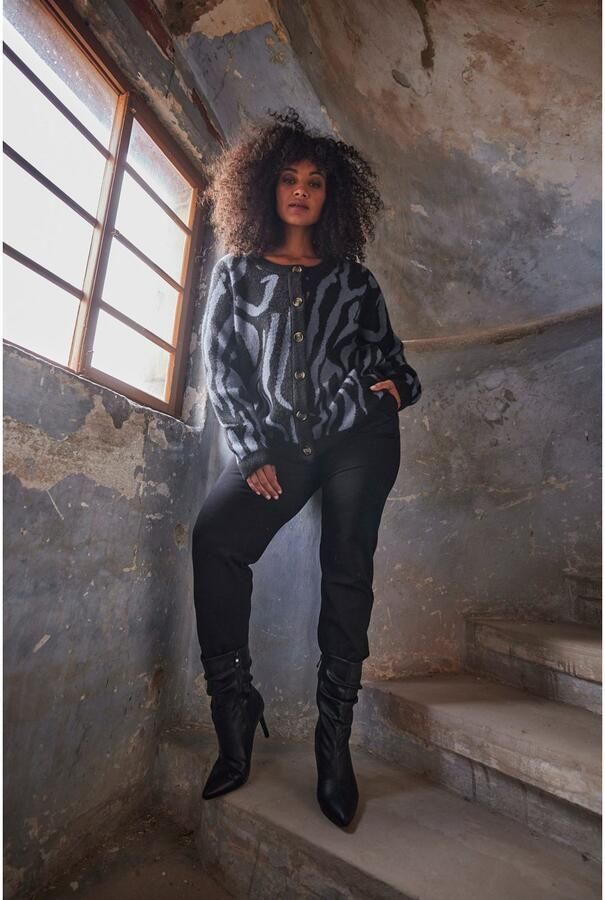 Aniston PLUS Sweatbroek met ton-sur-ton glitterstrepen nieuwe collectie - Foto 6