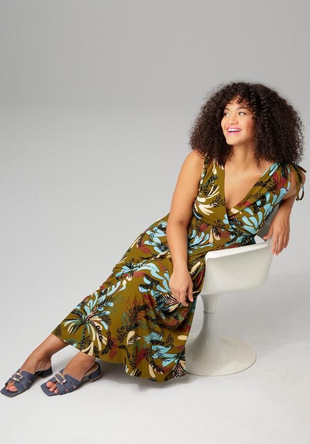 Aniston PLUS Zomerjurk met brede bandjes voor het aanrimpelen - Foto 5