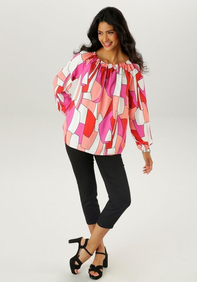 Aniston SELECTED Blouse met carmenhals met ruches bij de hals - Foto 6