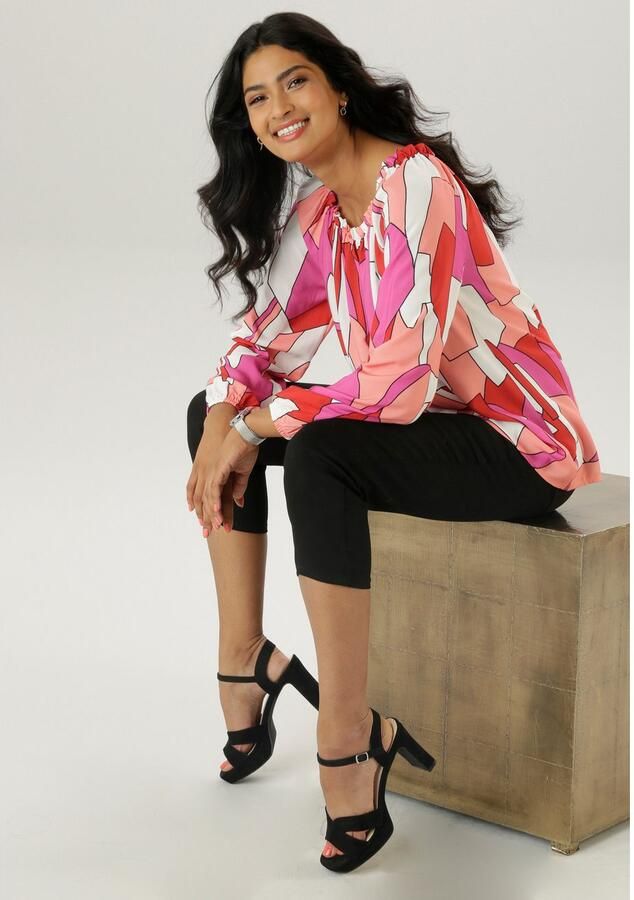 Aniston SELECTED Blouse met carmenhals met ruches bij de hals - Foto 4