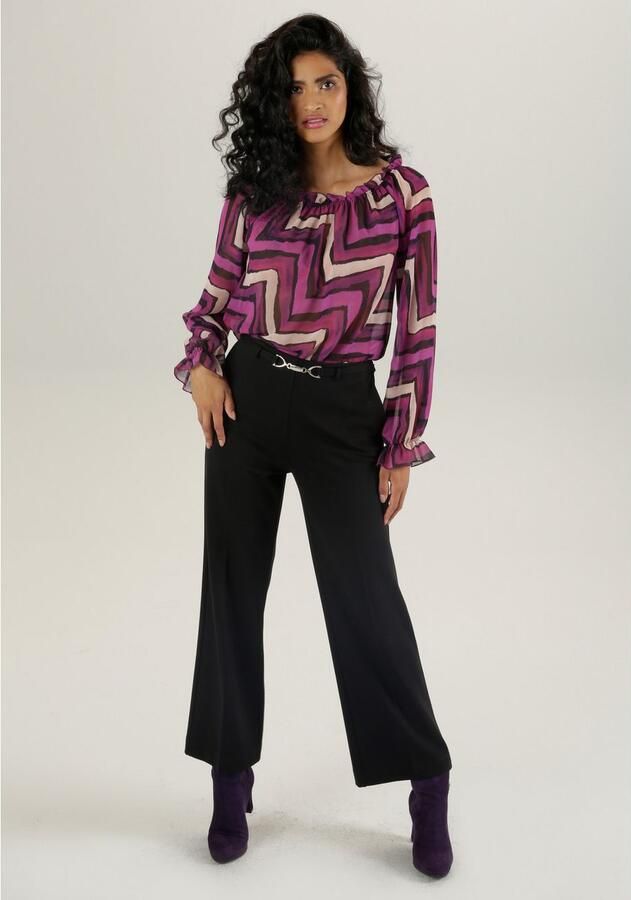 Aniston SELECTED Blouse met carmenhals met ruches bij de hals - Foto 5