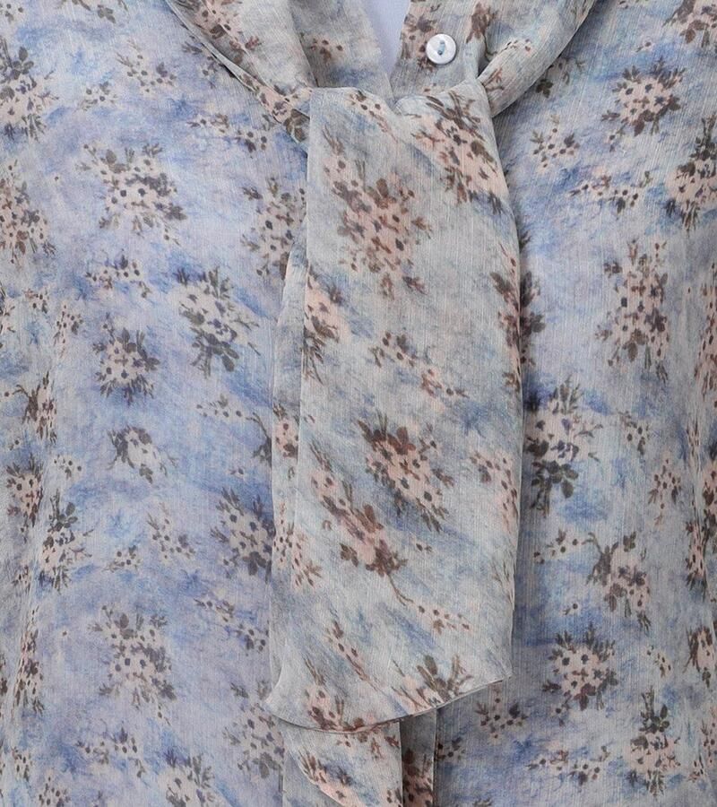 Aniston SELECTED Blouse met lange mouwen met strik en minimale bloe patroon nieuwe collectie