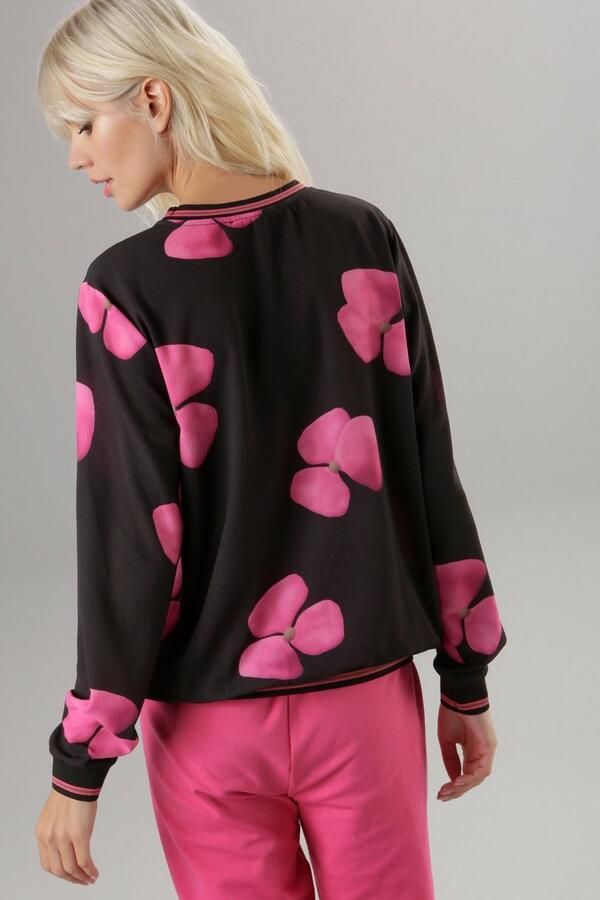 Aniston SELECTED Blouse zonder sluiting met bloemenprint en gestreepte borden - Foto 4