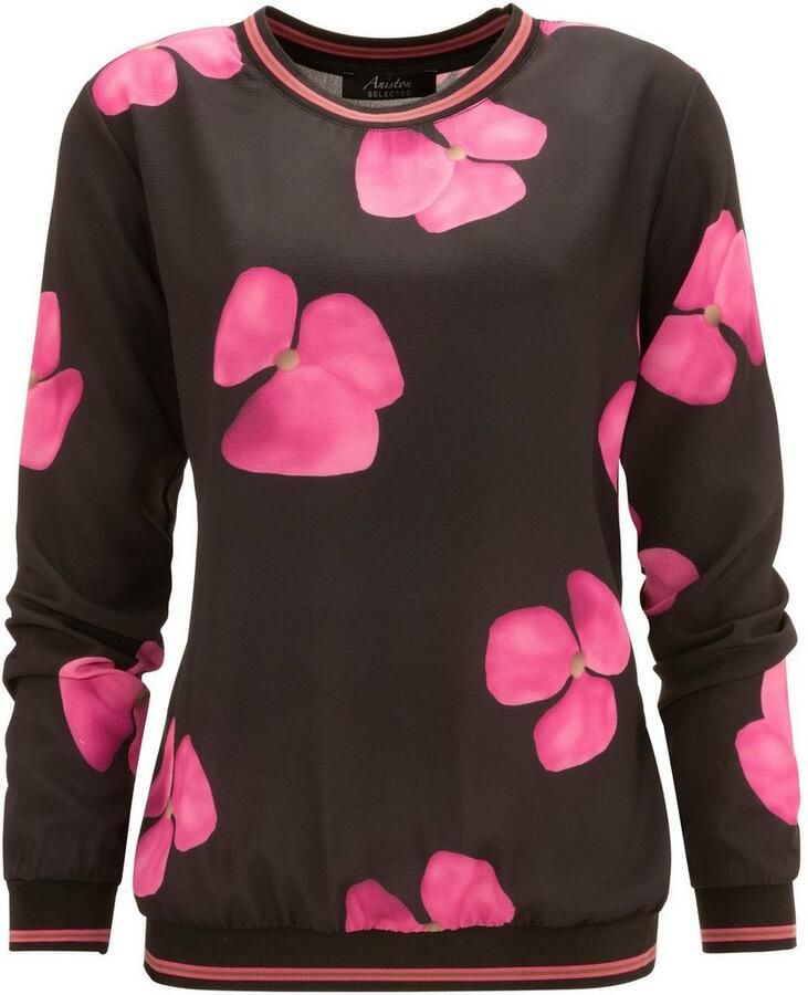 Aniston SELECTED Blouse zonder sluiting met bloemenprint en gestreepte borden