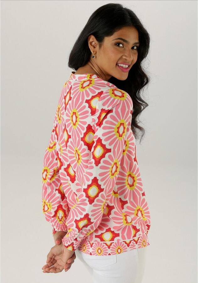 Aniston SELECTED Blouse zonder sluiting met geometrisch gebloemde rand aan de zoom - Foto 5