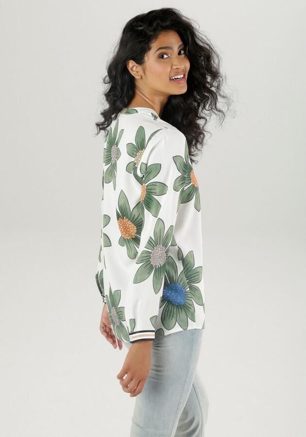 Aniston SELECTED Blouse zonder sluiting met gestreepte manchetten - Foto 4