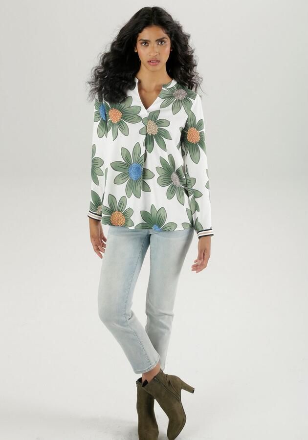 Aniston SELECTED Blouse zonder sluiting met gestreepte manchetten - Foto 6