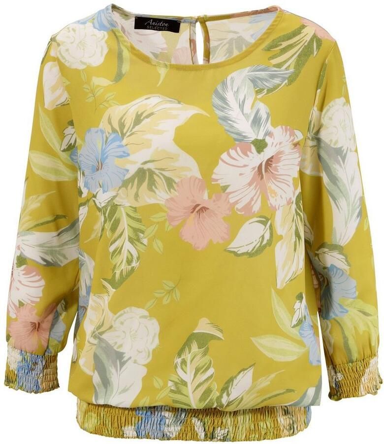 Aniston SELECTED Blouse zonder sluiting met groot bladeren- en bloemenprint