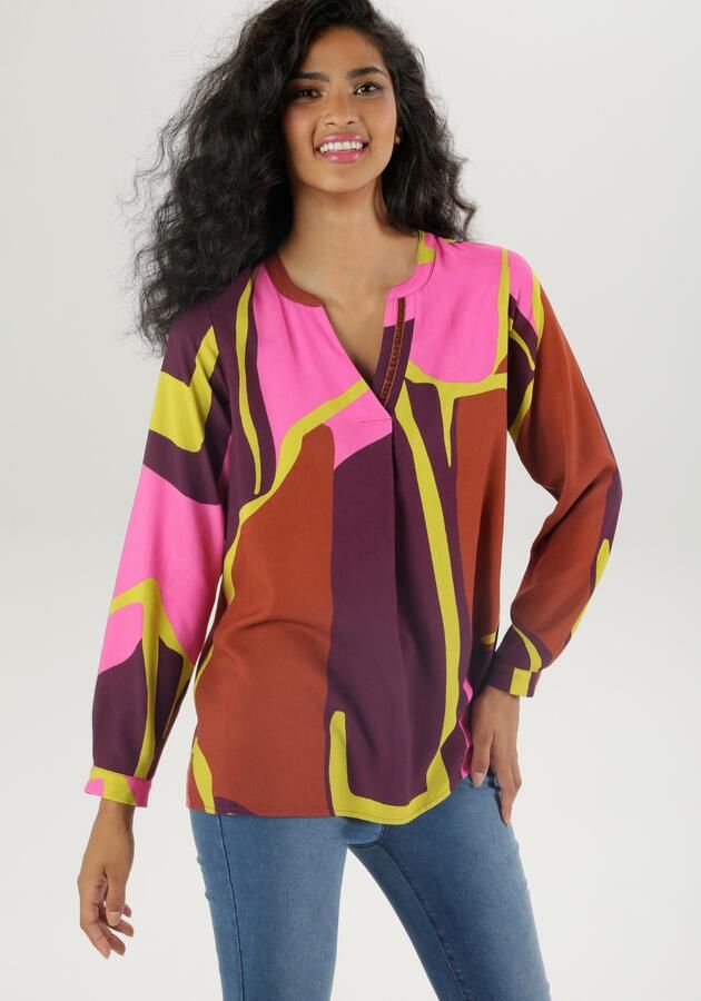 Aniston SELECTED Blouse zonder sluiting met licht glanzend fluwelen band aan de halslijn - Foto 8