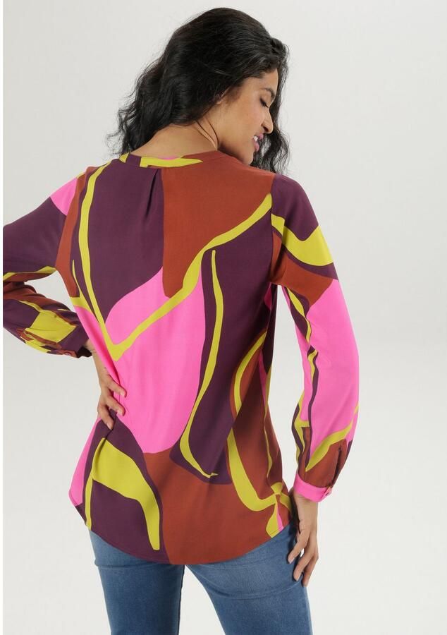 Aniston SELECTED Blouse zonder sluiting met licht glanzend fluwelen band aan de halslijn - Foto 4