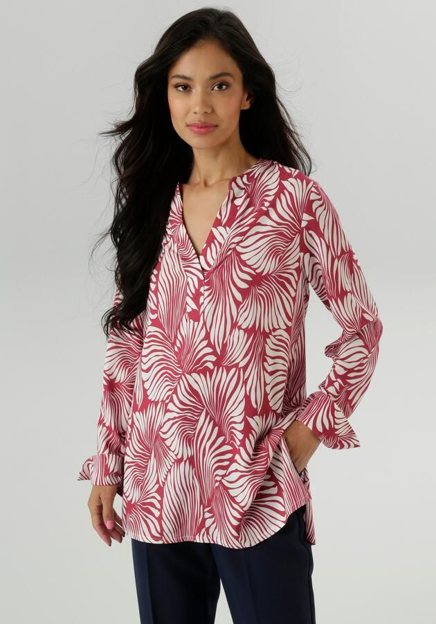 Aniston SELECTED Blouse zonder sluiting met opvallende bladerprint allover nieuwe collectie - Foto 9