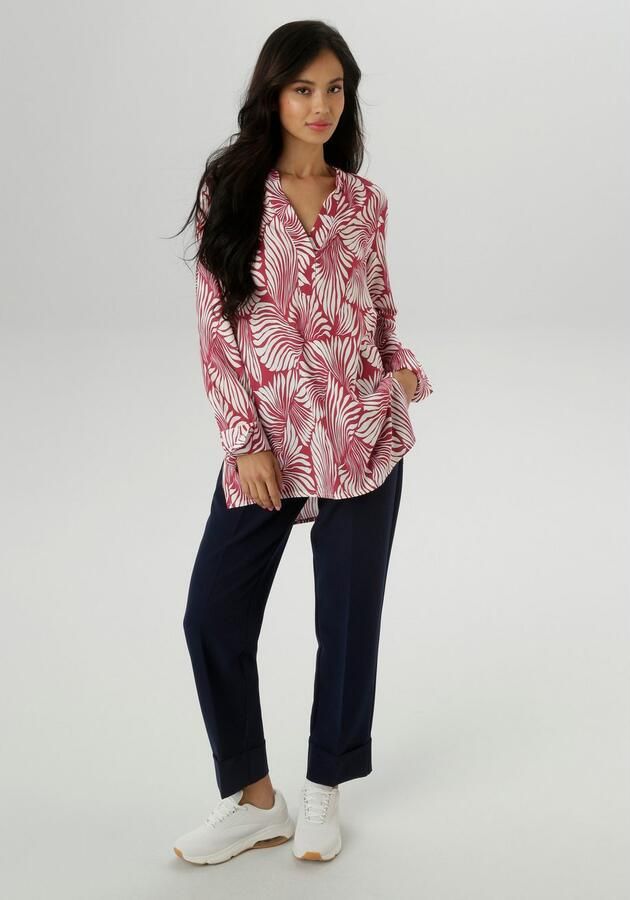 Aniston SELECTED Blouse zonder sluiting met opvallende bladerprint allover nieuwe collectie - Foto 3