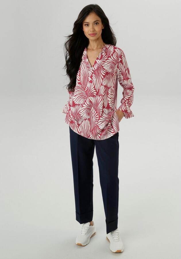 Aniston SELECTED Blouse zonder sluiting met opvallende bladerprint allover nieuwe collectie - Foto 4