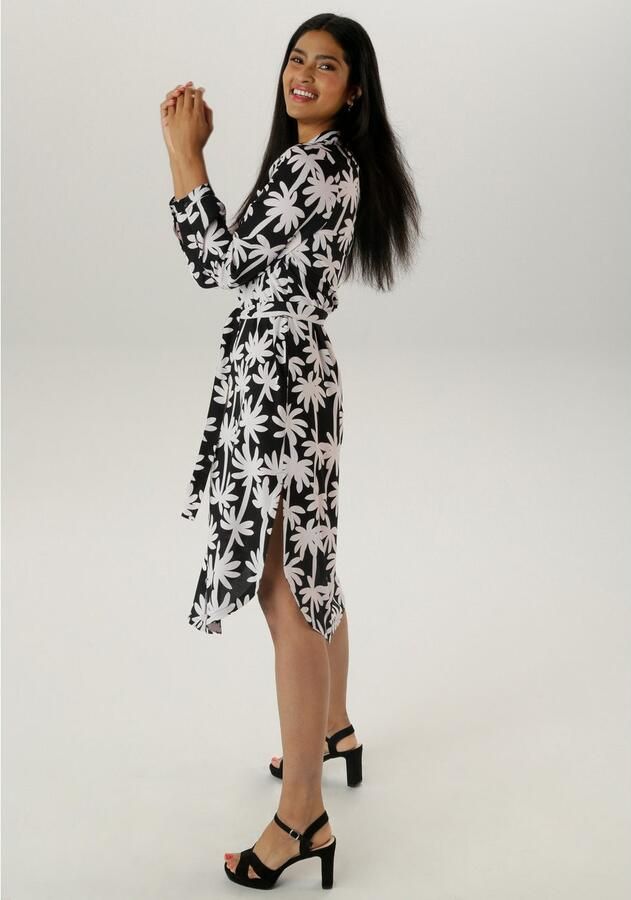 Aniston SELECTED Blousejurk met elegant palmmotief - Foto 3