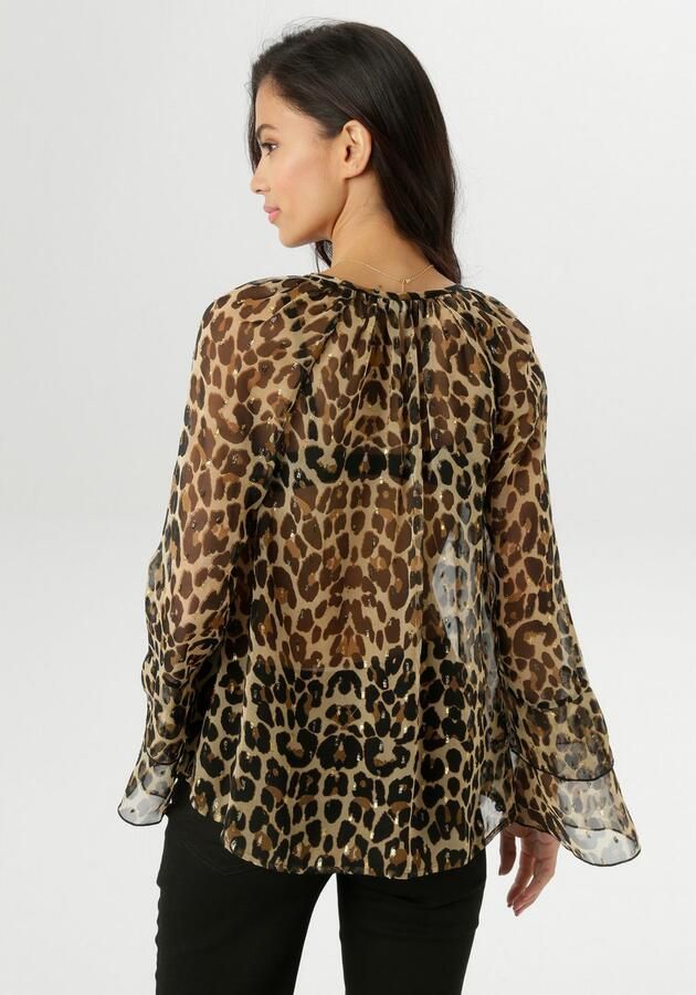 Aniston SELECTED Chiffon blouse in modieuze dierenprint met glansgaren nieuwe collectie - Foto 4